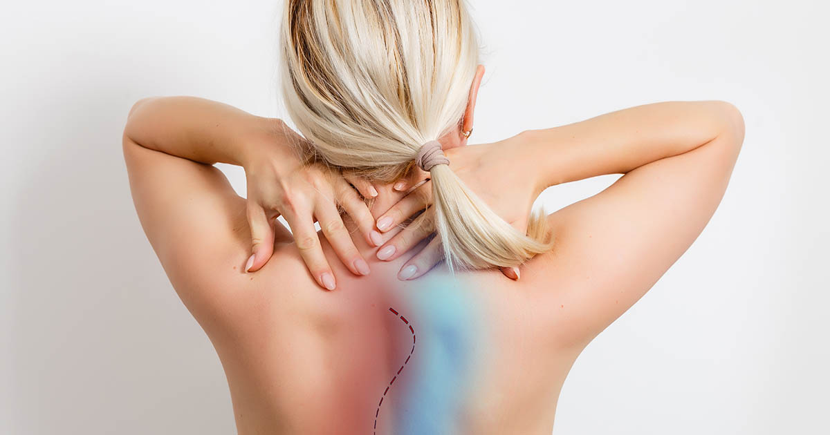 Standing X-ray showing a sideways scoliosis curve of the spine, reviewed during a scoliosis evaluation at Spine and Wellness Center Lakewood Ranch