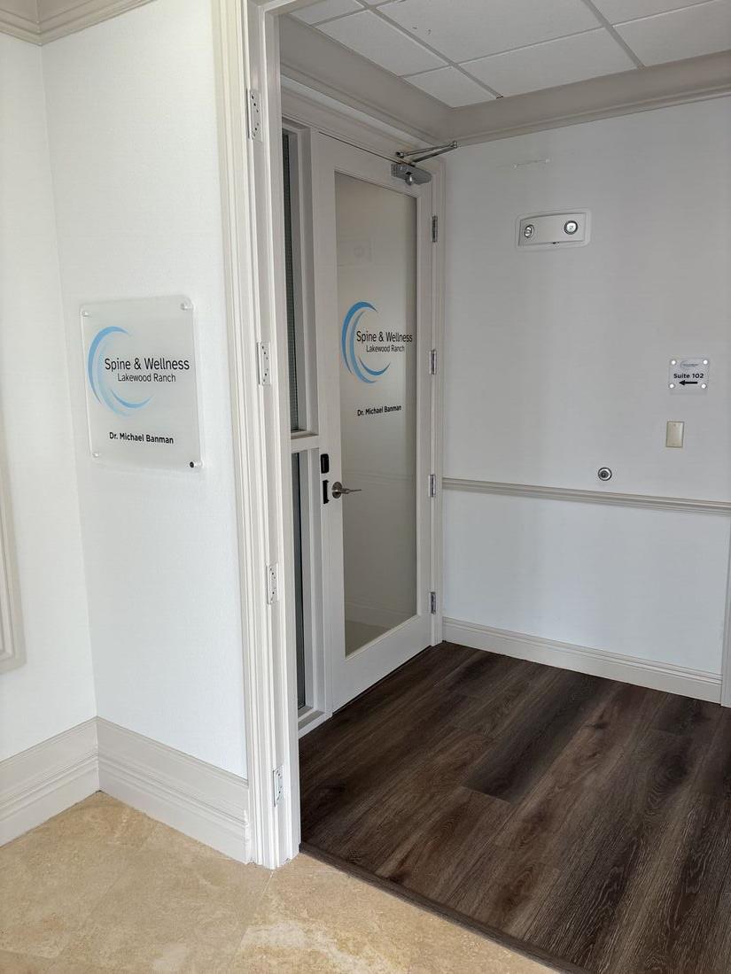 Front entrance of Spine and Wellness Center Lakewood Ranch, the Lakewood Ranch clinic where Florida PIP auto-injury patients are evaluated within the 14-day rule